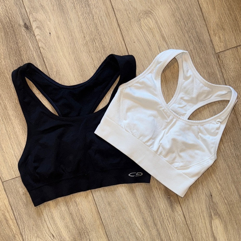 ALL IN MOTION & Target Brand Black & White Racerback Sports Bra Bundle